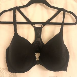 Black Racerback Front Closure Bra